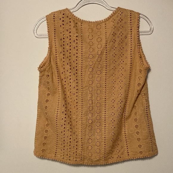 Joie 100% Cotton Eyelet Sleeveless Top Size: S Orangey Tan Colour - Picture 2 of 5